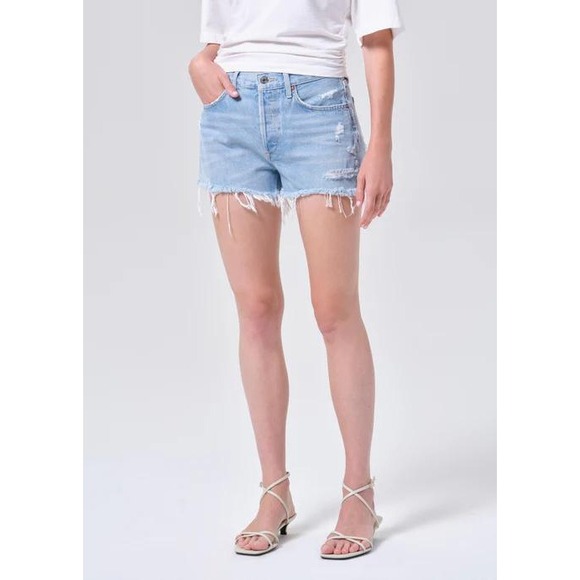 Agolde Pants - Agolde Parker Vintage Cut Off Short Light Wash Distressed Denim A026-811 Size 24